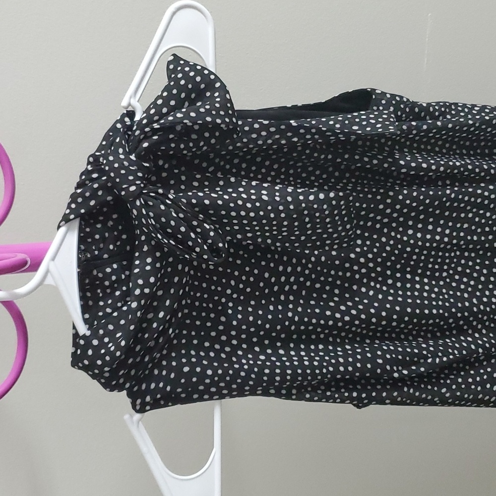 American Living Black White Polka-dot Dress Sleeveless Adjustable Neck String s4 - Picture 9 of 11